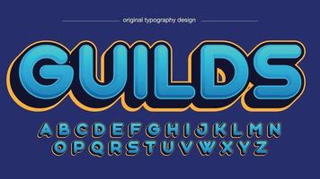 blue rounded 3d typography vector