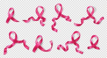 Pink Ribbon Cancer Transparent Set vector