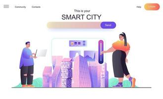 Smart city web concept for landing page vector