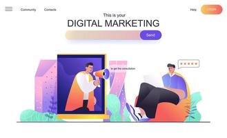 Digital marketing web concept for landing page vector