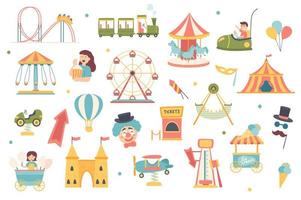 Amusement park isolated objects set vector
