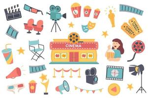 Cinema isolated objects set vector