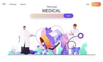 concepto web médico para la página de destino vector