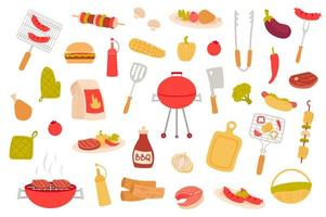 Barbeque picnic isolated objects set vector