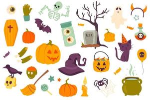 conjunto de objetos aislados de vacaciones de halloween vector