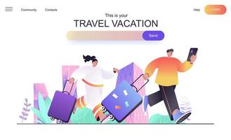 concepto de web de vacaciones de viaje para página de destino vector