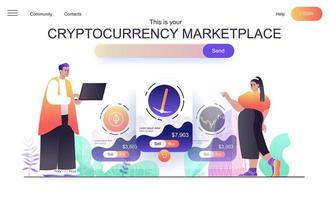 Cryptocurrency marketplace web concept for landing page vector