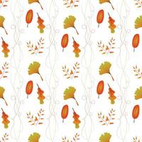 Autumn leaves pattern seamless floral texture vector