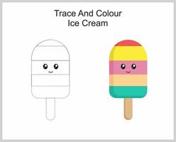 trazar y colorear helado dulce vector