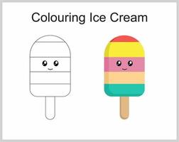 colouring an ice cream for learn colouring picture vector