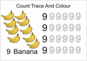 count trace and colour banana vector