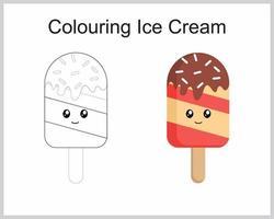 colouring an ice cream for learn colouring picture vector