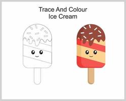 trazar y colorear helado dulce vector