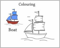 colorear barco diferente vector