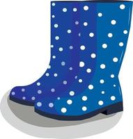 Blue rubber boots with white polka dots on a white background. vector