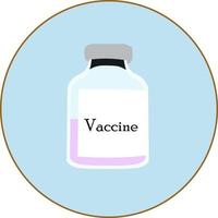 Medical round icon with vaccine bottle. Vaccine against the virus. vector