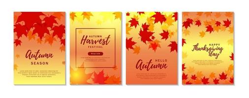 conjunto de pancartas verticales de otoño con hojas de arce vector