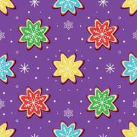 Bright pattern with ginger cookies in the form of snowflakes vector