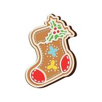 galletas en un calcetín navideño. ilustración vectorial vector