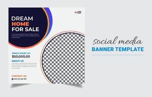 Diseño de plantilla de banner de redes sociales de bienes raíces. vector