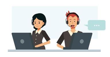 Male and female customer service and call center character. vector