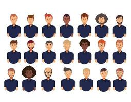 Set of men avatar. men with different hairstyles. vector