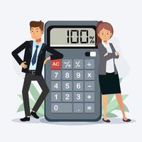 Business concept teamwork of people's working financial, calculator. vector