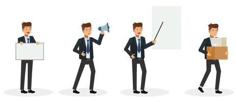 Set of a businessman in different poses. vector