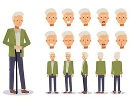 Flat Vector illustration set of old man.