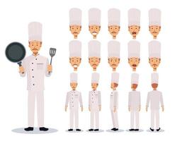 creación de personajes de chef masculino con varias vistas vector