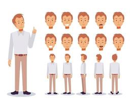 Flat Vector Character creation set of Casual man with various views,
