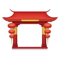 Chinese Lanterns Gates Realistic Composition vector
