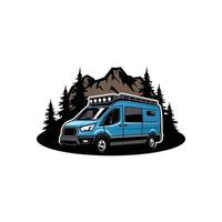 adventure camper van - motor home isolated vector