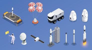 Space Program Isometric Icons vector