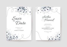 Clean and elegant white wedding card template vector