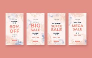 Beautiful watercolor social media story sales promotion template vector