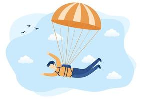 Skydive Sport of Outdoor Activity Recreation Using Parachute Vector