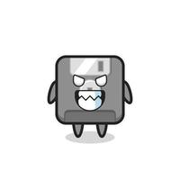 evil expression of the floppy disk cute mascot character vector