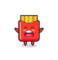 cute french fries mascot with a yawn expression vector