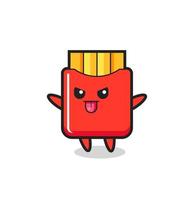naughty french fries character in mocking pose vector