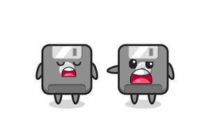 illustration of the argue between two cute floppy disk characters vector