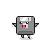 naughty floppy disk character in mocking pose vector