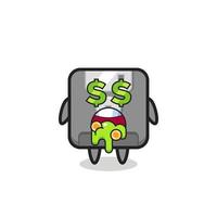 floppy disk character with an expression of crazy about money vector