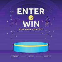 Giveaway social media contest vector template.