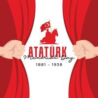 Flat design ataturk memorial day banner template vector