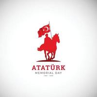 Flat design ataturk memorial day banner template vector