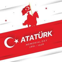 plantilla de banner de día conmemorativo de ataturk de diseño plano vector