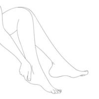 Slender female legs, barefoot, side view. vector