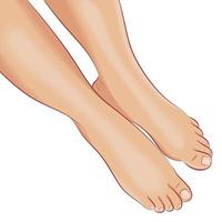 pies femeninos descalzos con pedicura beige neutro. vector