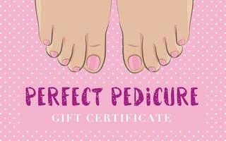 Pedicure gift certificate for a nail salon. vector